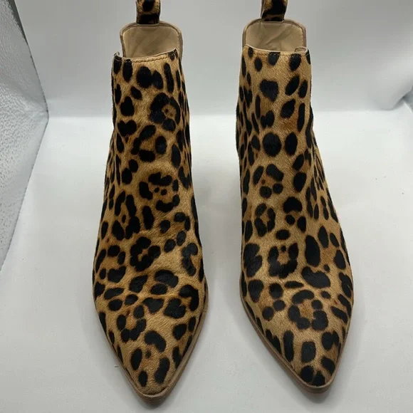 Sole Society leopard cow hair  ankle pull on boots pointy leopard print SZ 5.5 - Picture 3 of 16